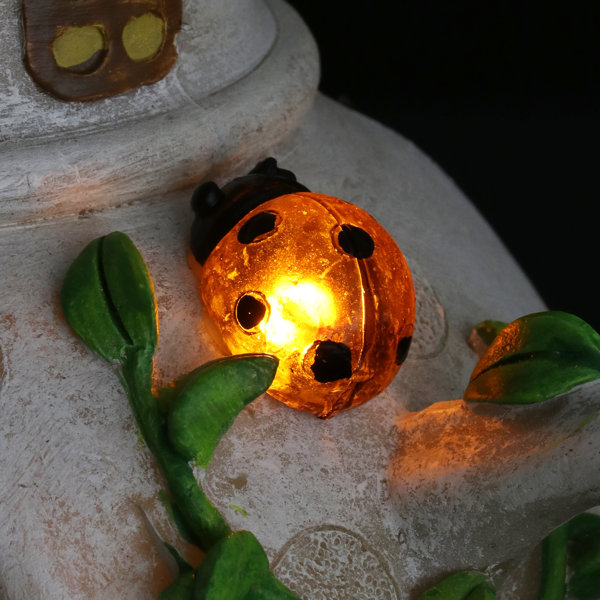 Exhart Solar Teapot House with Kitchen Scene Garden Statue, 6 by 9